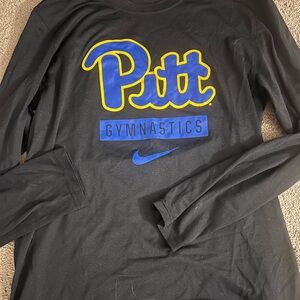 Nike Black Long Sleeve with Blue and Yellow Pitt Gymnastics Logo